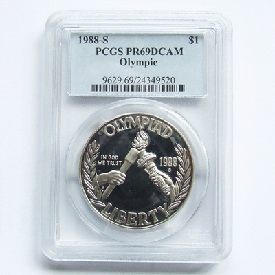 1988-S USA Silver Proof $1 - Olympics PCGS PR69DCAM - Click Image to Close